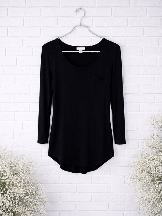 Ag Adriano Goldschmield Black Jaxon 3/4 sleeve Scoopneck Tee Size S - Picture 2 of 10